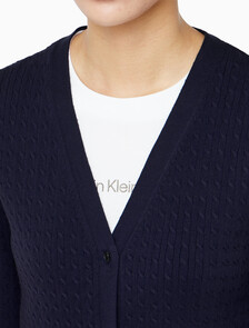 Buy 여성 우븐라벨 케이블 가디건 in color Evening Blue