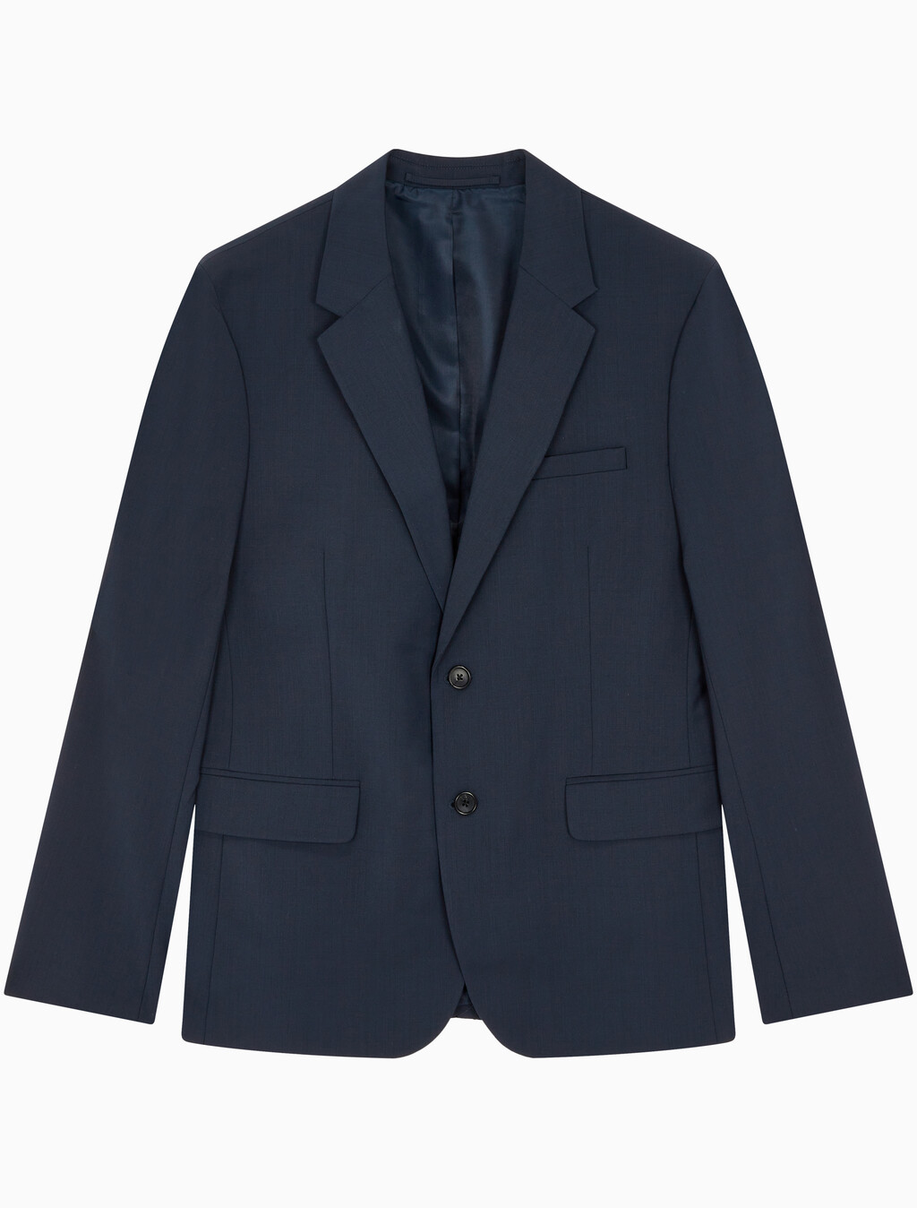 Buy 유니섹스 롱슬리브 울 블렌드 슬림 블레이저 in color DARK SAPPHIRE
