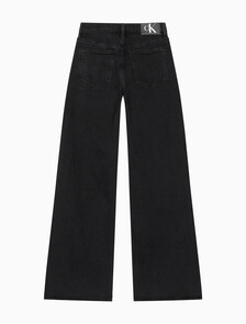 Buy 여성 하이라이즈 와이드핏 블랙 데님 in color WASHED BLACK LOGO LACE