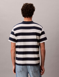 Buy 이지 저지 스트라이프 크루넥 티 in color DARK SAPPHIRE