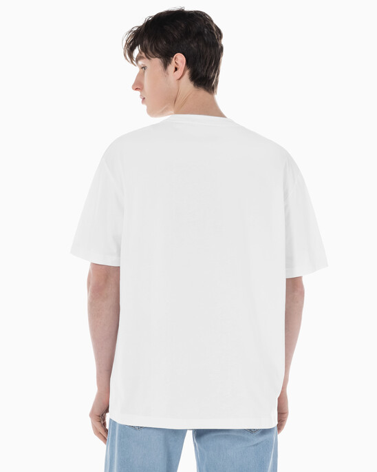 남녀공용 릴렉스핏 헤비 코튼 로고 반팔 티셔츠