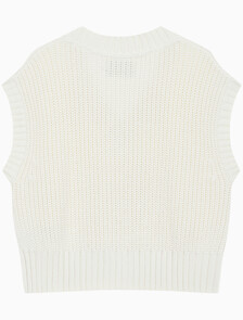 Buy 여성 바시티 케이블 베스트 in color WHITE