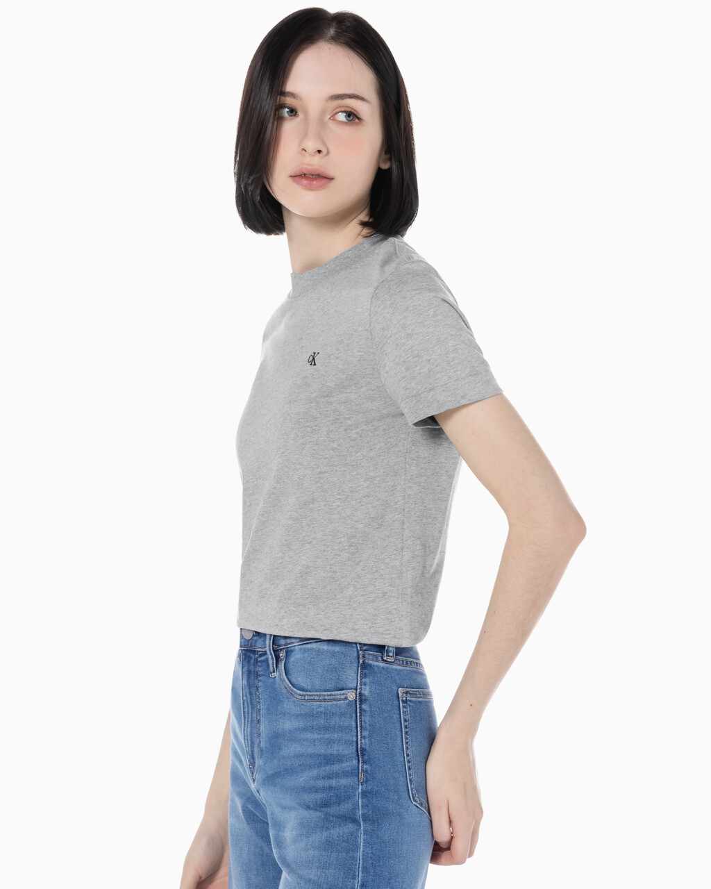 Buy 여성 릴렉스핏 아카이브 로고 크루넥 반팔 티셔츠 in color HEROIC GREY HEATHER CM1BK 08