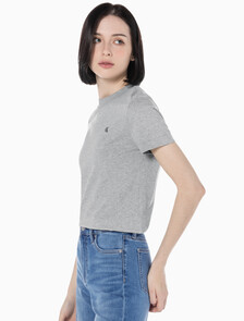 Buy 여성 릴렉스핏 아카이브 로고 크루넥 반팔 티셔츠 in color GREY HEATHER