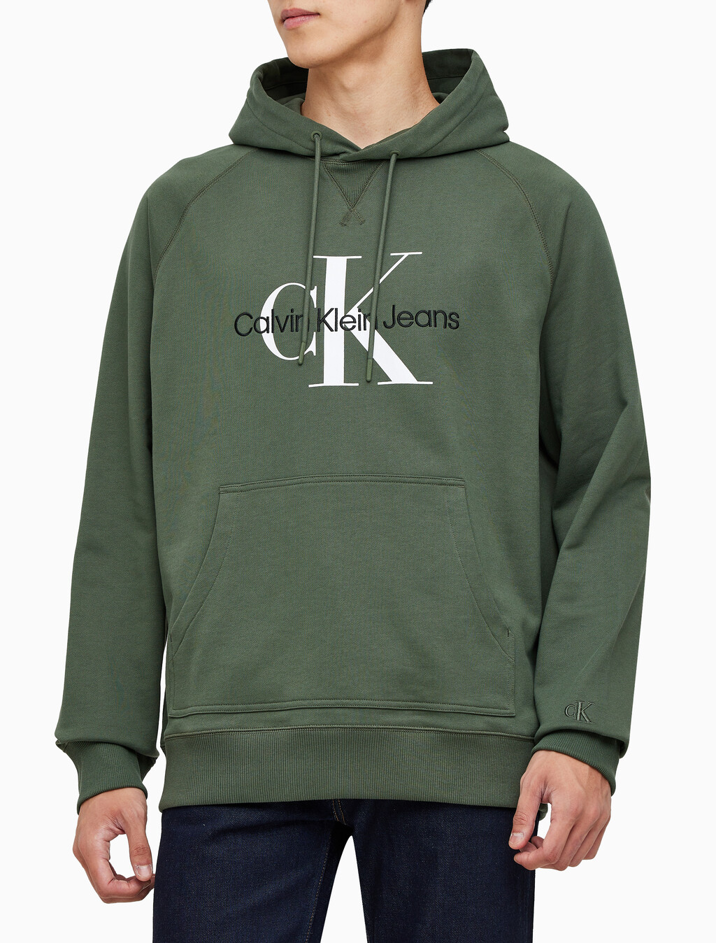 Buy 남성 롱슬리브 릴렉스핏 모노그램로고 후디 in color KHAKI