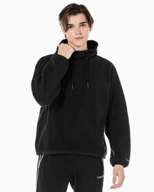 Buy 남성 릴랙스핏 쉐르파 후디 in color BLACK