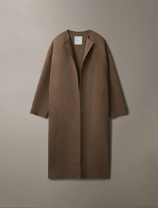Buy 여성 롱슬리브 캐시미어 울 블렌드 카라리스 롱 랩 코트 in color SPICED PLUM MELANGE