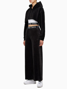 Buy 여성 벨벳 와이드레그 팬츠 in color CK BLACK