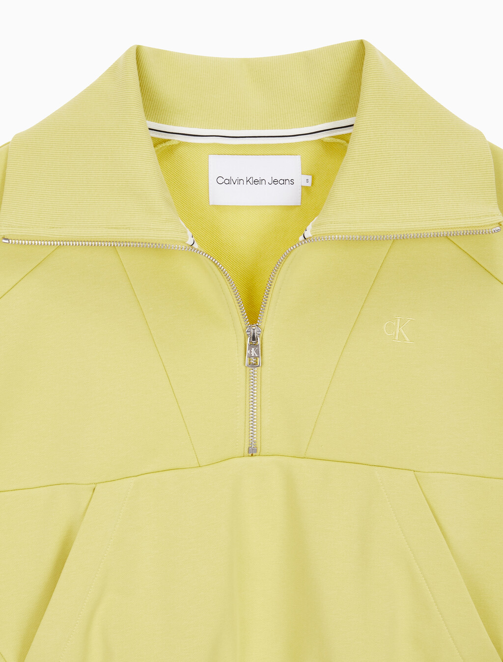 Buy 여성 드롭숄더 하프집업 슬리브리스 니트탑 in color YELLOW SAND