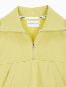 Buy 여성 드롭숄더 하프집업 슬리브리스 니트탑 in color YELLOW SAND