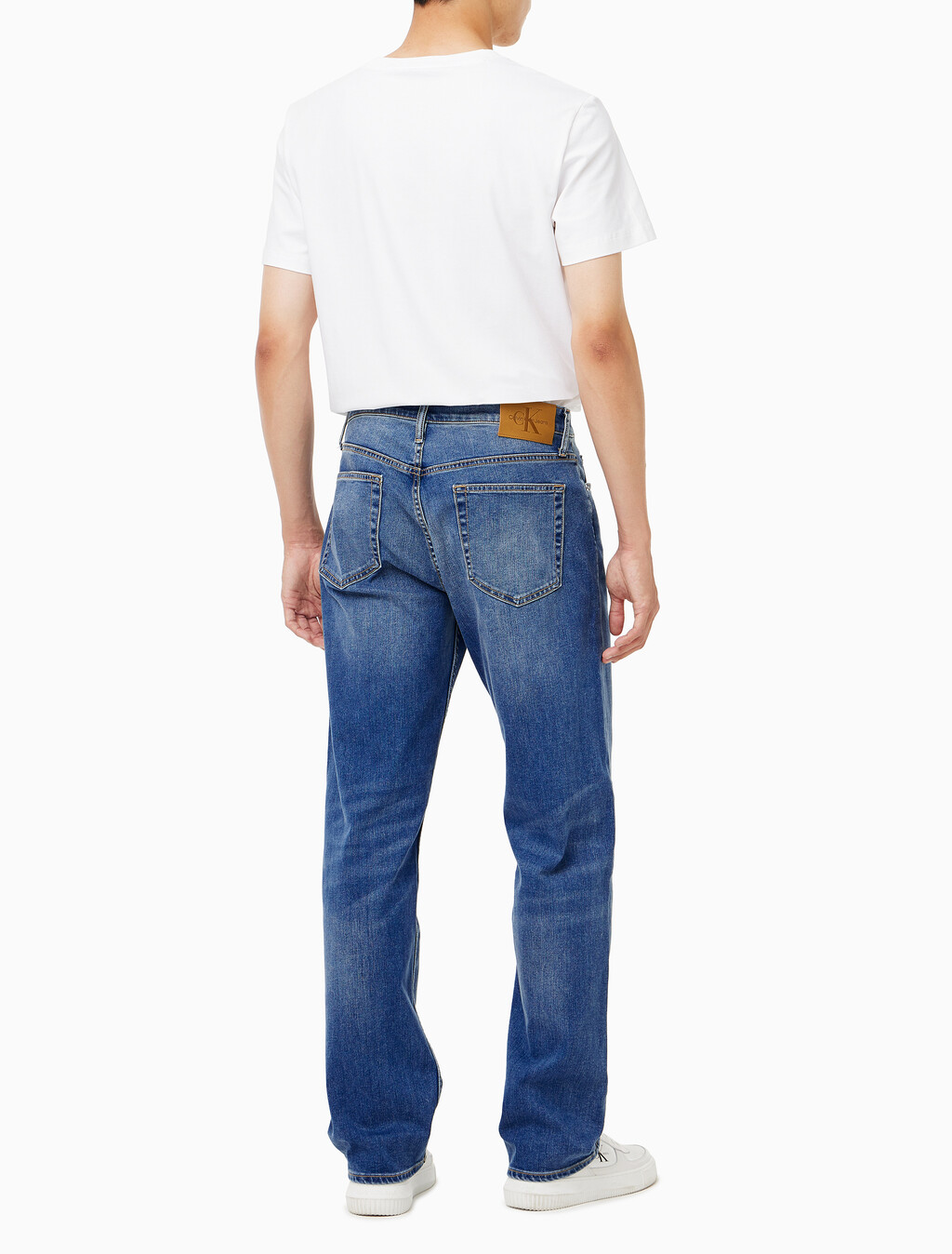 Buy 남성 90's 스트레이트핏 미드블루 스톤워시 데님 in color MID BLUE BACK EMBRO