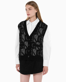 Buy 여성 프리미엄 라인 메탈릭 올오버프린트 베스트 in color CK BLACK