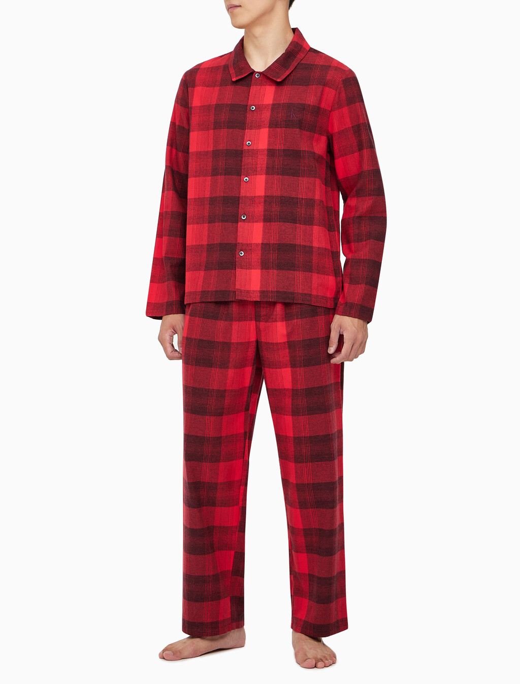 Buy 남성 CK 퓨어 플란넬 팬츠 in color RED BLACK FLANNEL