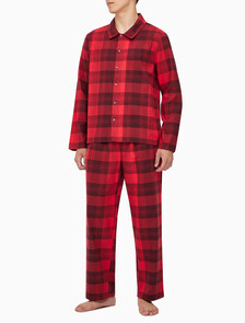 Buy 남성 CK 퓨어 플란넬 팬츠 in color RED BLACK FLANNEL
