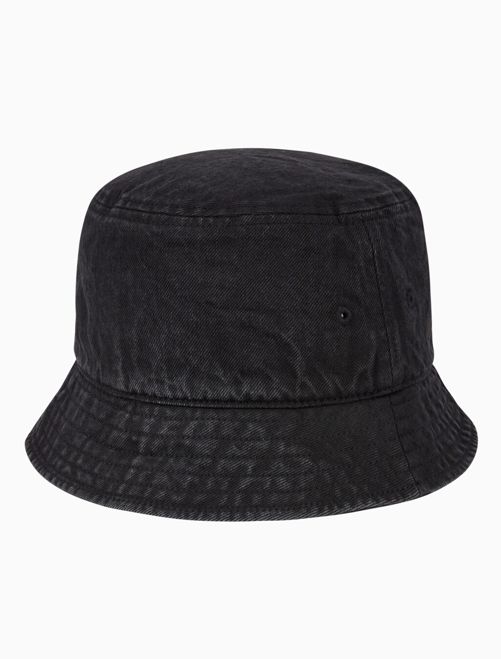 Buy 남녀공용 CKJ 스몰 모노그램 로고 데님 버킷햇 in color BLACK
