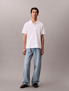 Buy 이지 모노로고 캐주얼 피크 폴로 티 in color BRIGHT WHITE