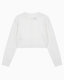 Buy 여성 에센셜 크롭 긴팔 티셔츠 in color WHITE