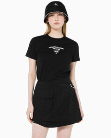 Buy 여성 1987 로고 베이비핏 반팔 티셔츠 in color CK BLACK