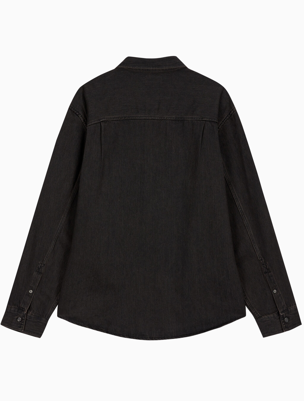 Buy 남성 레귤러핏 클래식 블랙 워시 긴팔 데님 셔츠 in color Black