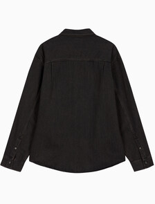 Buy 남성 레귤러핏 클래식 블랙 워시 긴팔 데님 셔츠 in color Black