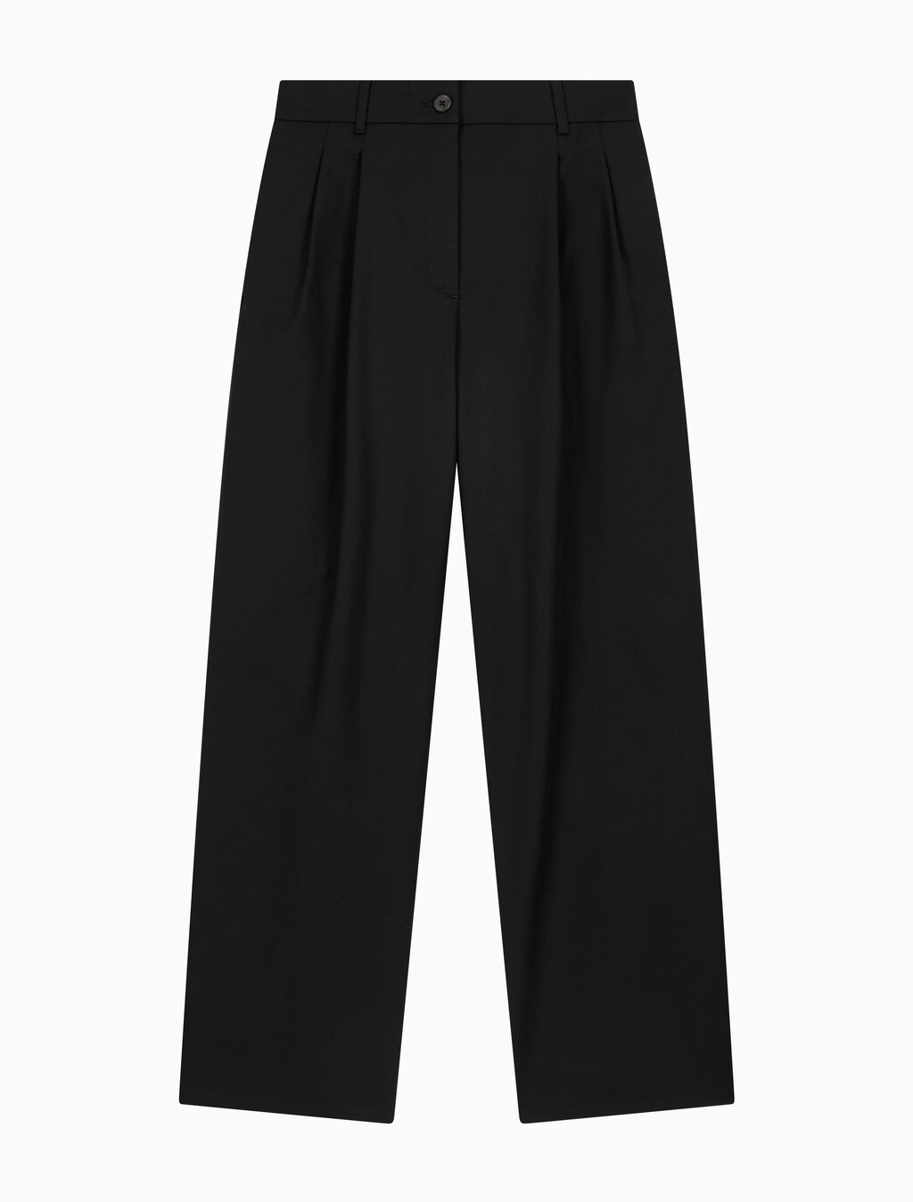 Buy 여성 스트레치 치노 와이드 핏 팬츠 in color BLACK