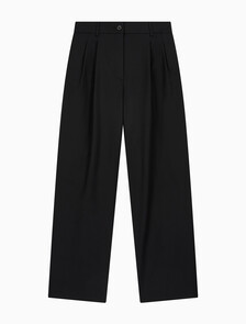 Buy 여성 스트레치 치노 와이드 핏 팬츠 in color BLACK