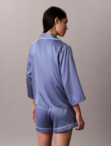 Buy 여성 새틴 씬 7부 셔츠 in color BLUE