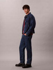 Buy 남성 90s 테이퍼핏 미드블루 데님 in color Light blue