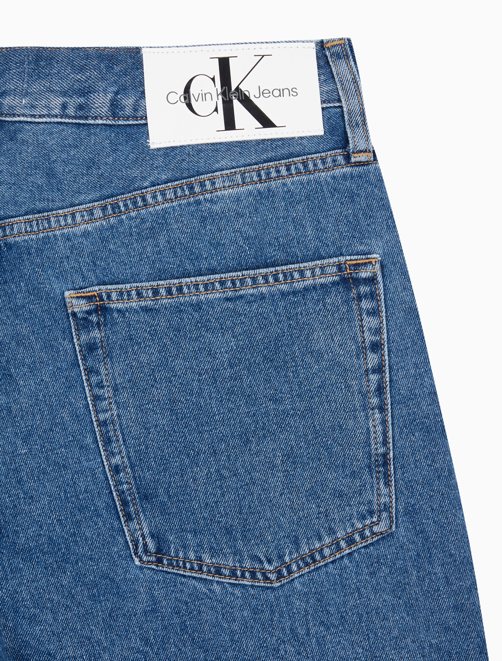 Buy 남성 와이드핏 미드블루 데님 in color MID BLUE BACK EMBRO