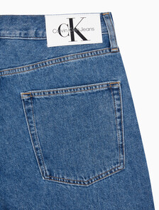 Buy 남성 와이드핏 미드블루 데님 in color MID BLUE BACK EMBRO