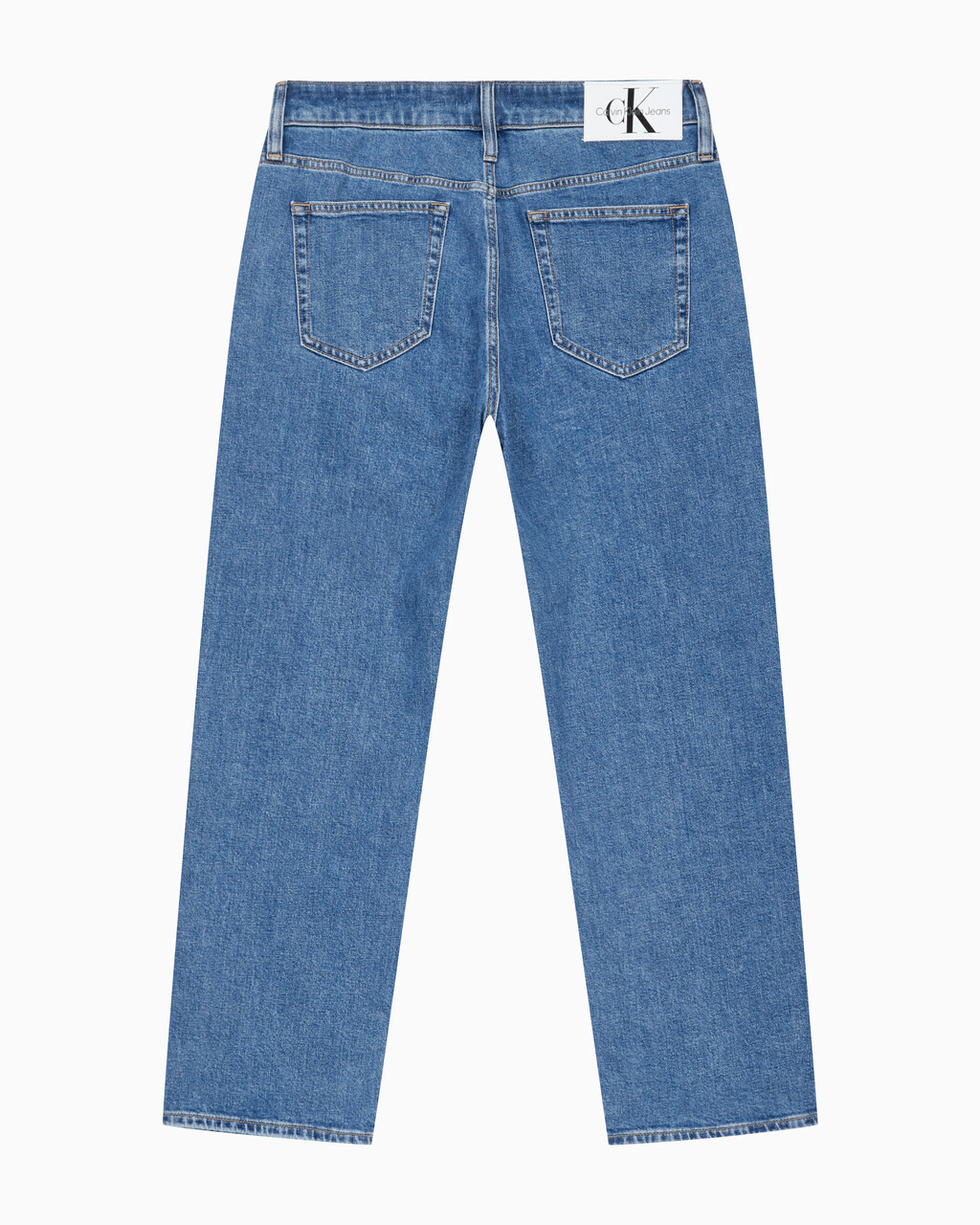 Buy 남성 90'S 스트레이트핏 크롭 데님 in color MID BLUE BACK EMBRO