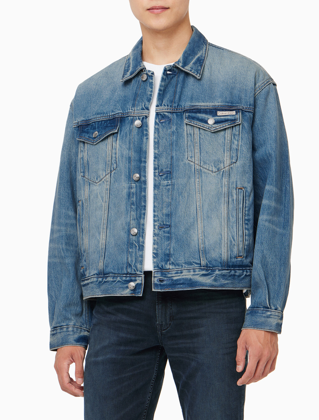 Buy 남성 90's 오로라 블루 데님 자켓 in color BLUE