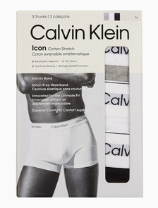 Buy 남성 아이콘 코튼 스트레치 3PK 트렁크 in color BLACK/WHITE/GREY HEATHER