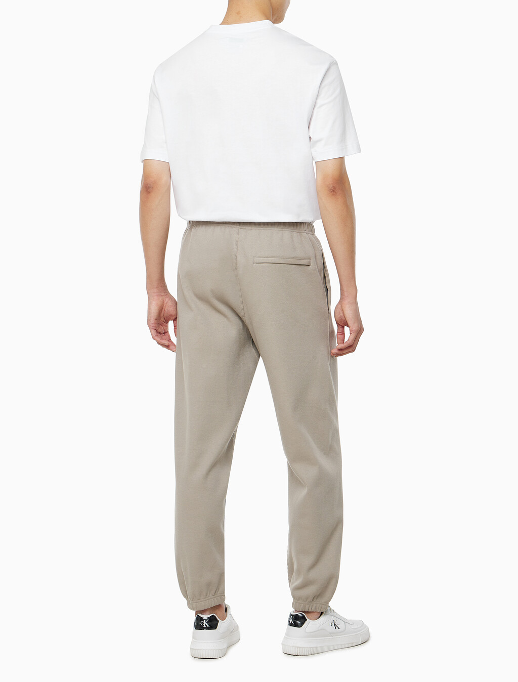 Buy 남성 더블 니트 립 로고 조거 팬츠 in color VINTAGE KHAKI