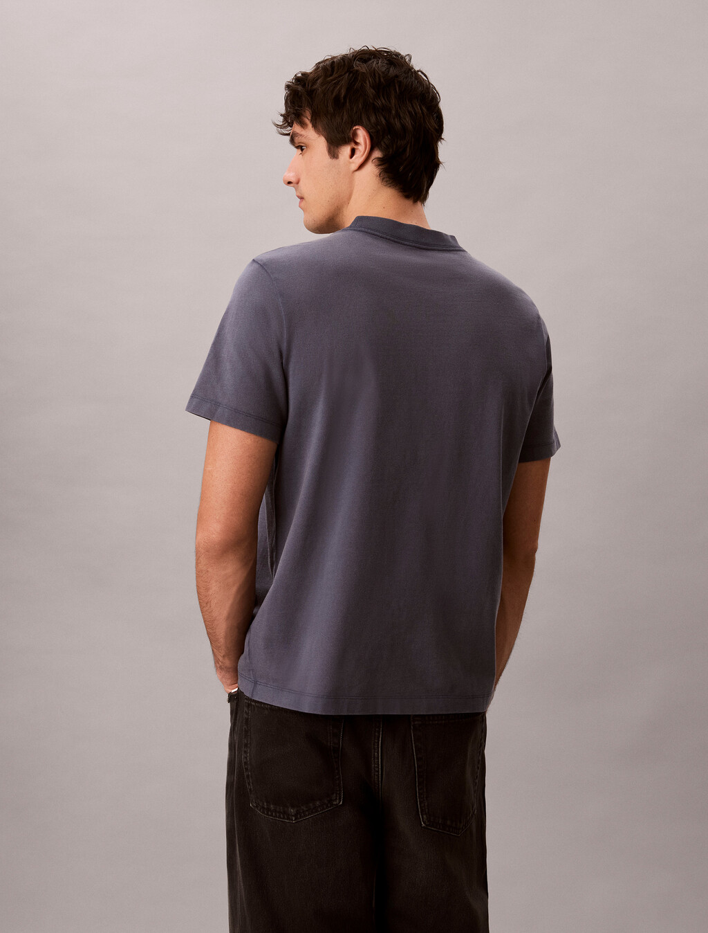 Buy 애시드 워시 모노로고 그래픽 티 in color Blue