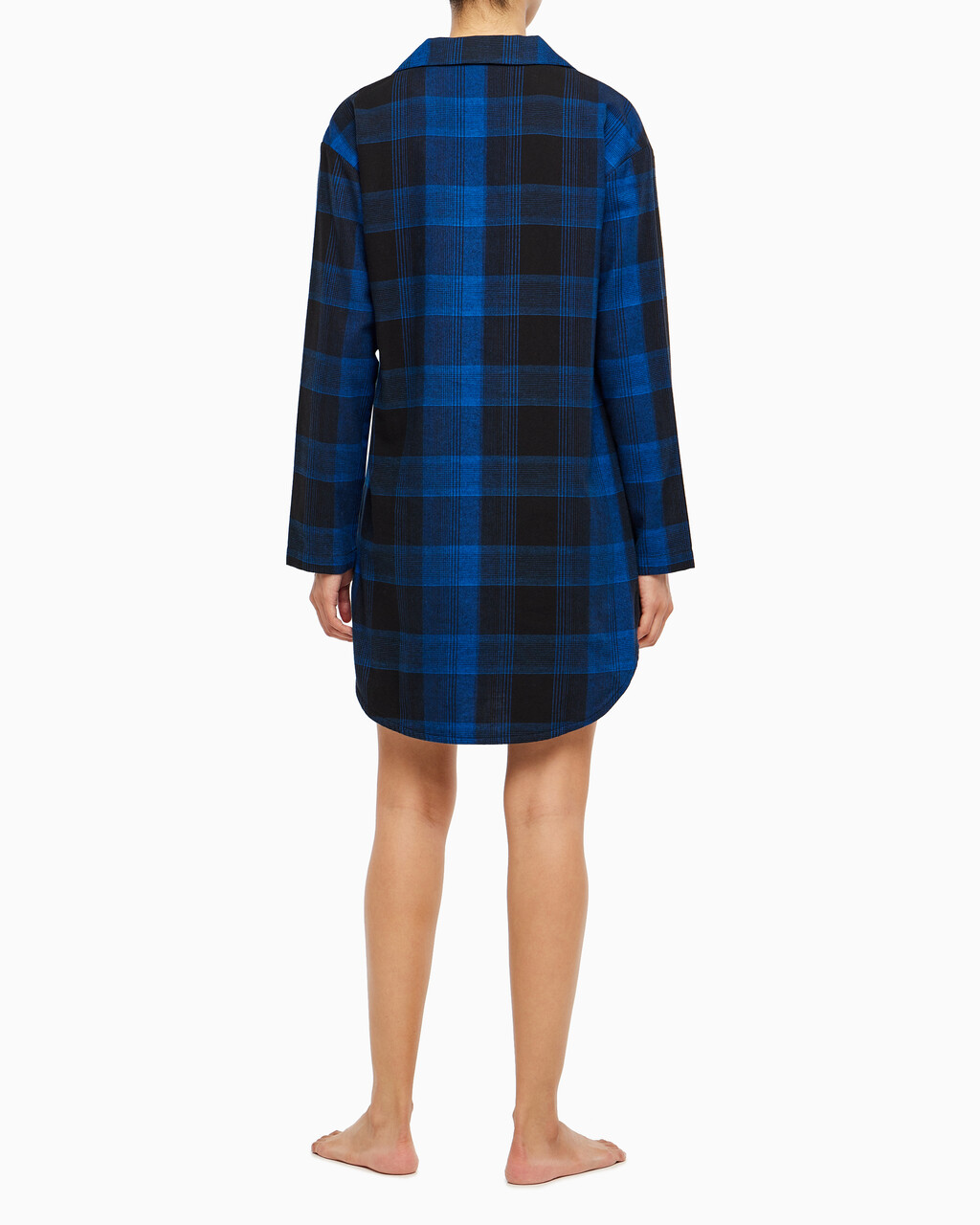 Buy 여성 플란넬 파자마 롱슬리브 나이트 셔츠 in color BLACK FLANNEL
