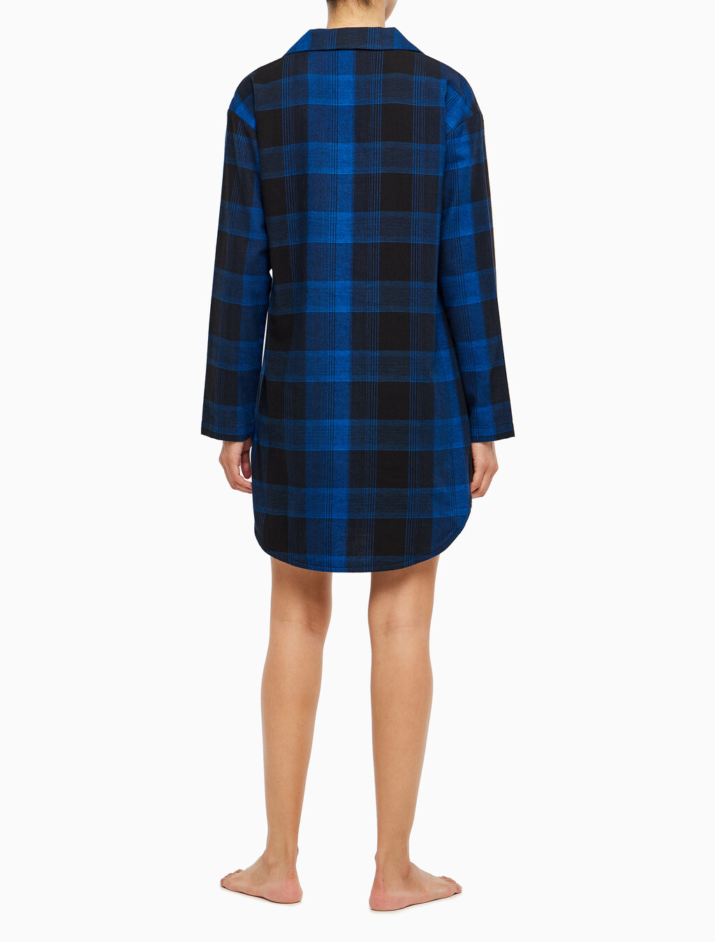 Buy 여성 플란넬 파자마 롱슬리브 나이트 셔츠 in color BLACK FLANNEL