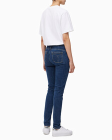 Buy 여성 하이라이즈 스키니핏 기모 미드블루 데님 in color MID BLUE BACK EMBRO