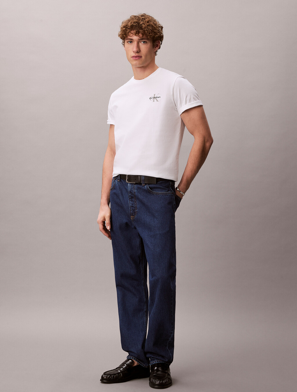 Buy 남성 20S 저지 클래식 마이크로 모노로고 티 in color BRIGHT WHITE