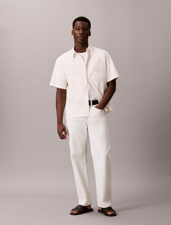 솔리드 워시드 포플린 릴렉스 숏슬리브 셔츠