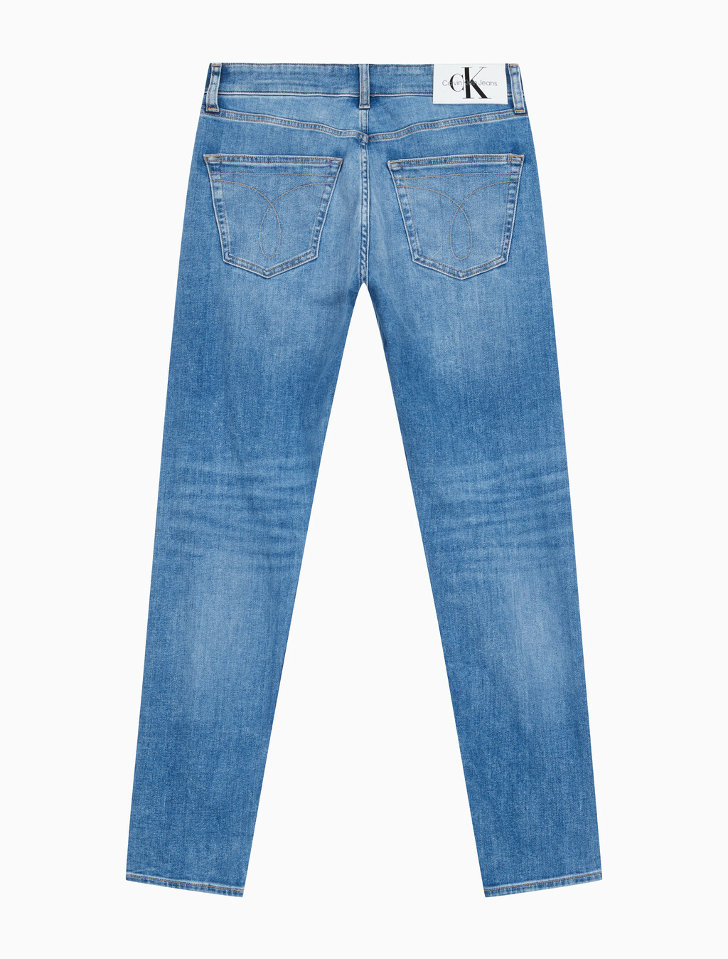 Buy 남성 모던 테이퍼핏  미드블루 이탤리언 데님 in color MID BLUE BACK EMBRO