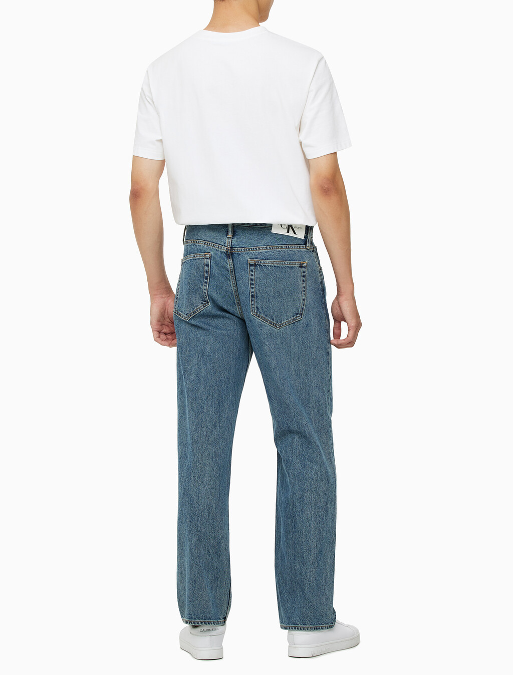 Buy 남성 90's 스트레이트핏 스톤블루 데님 in color MID BLUE BACK EMBRO