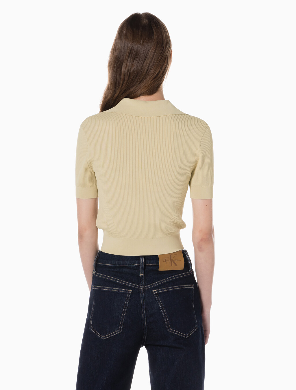 Buy 여성 센슈얼 립 베이비 폴로 스웨터 in color PALE KHAKI