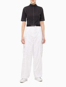 Buy 여성 밴드로고 하이넥 반팔 티셔츠 in color CK BLACK