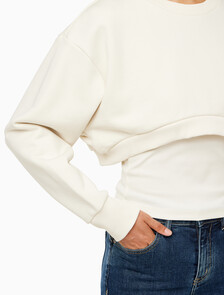 Buy 여성 2 IN 1 크루 풀오버 in color WHITE