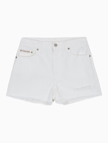 Buy 여성 90's 핏 3인치 디스트로이드 화이트 데님 쇼츠 in color CHALK WHITE DESTROY