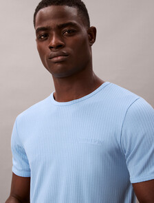 Buy 남성 모달 립 모달 립 반팔 크루넥 in color BLUE