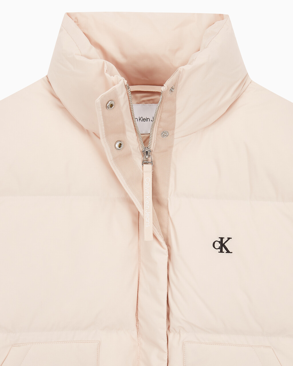 Buy 여성 숏 렝스 스탠드 카라 푸퍼 다운 재킷 in color PINK BEIGE