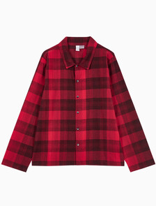 Buy 남성 CK 퓨어 플란넬 롱슬리브 셔츠 in color RED BLACK FLANNEL