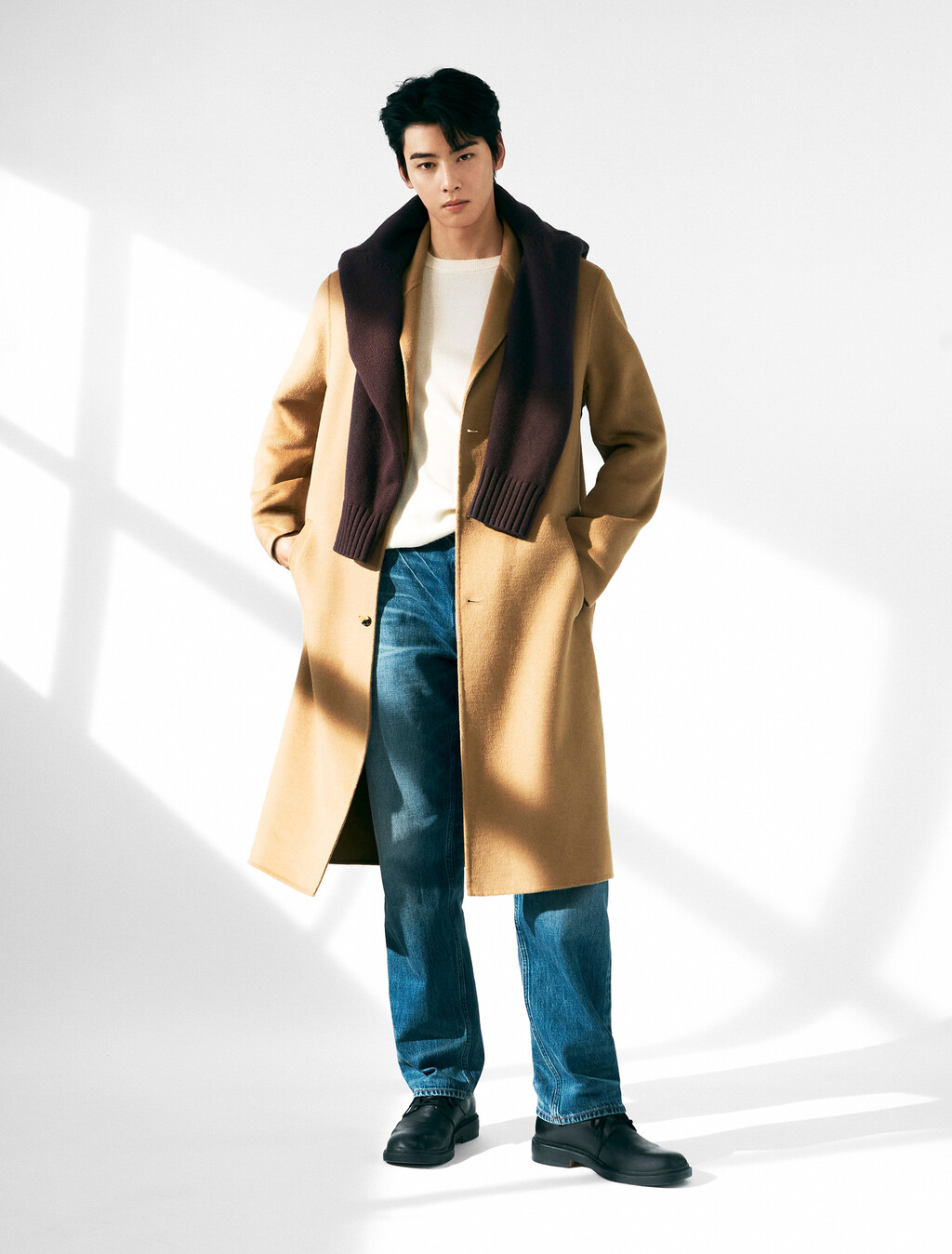 Buy 남성 롱슬리브 울 오버코트 in color TIGERS EYE